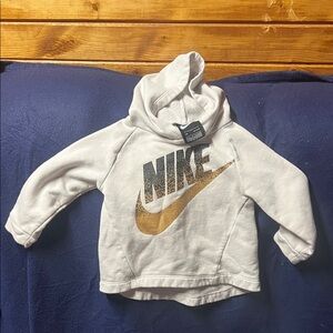 Nike Kids White Hoodie with Gold Logo